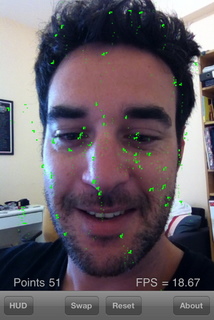 Lucas Kanade Optical Flow for the iPhone - Head still, showing trails